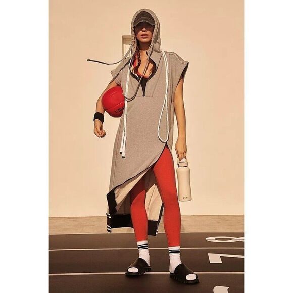 NEW FREE PEOPLE MOVEMENT Sz S MATCH UP MAXI SWEAT HOODIE TUNIC SWEATSHIRT DRESS - Picture 7 of 7